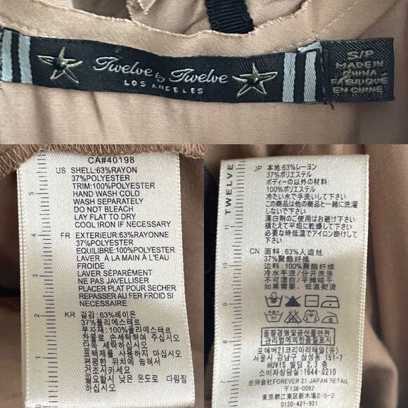 𝅺TWELVE BY TWELVE Sleeveless Tank Top Tie Back Embellished Blouse Tan Black S - Picture 5 of 5